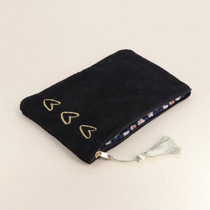 Trousse - 6 coeurs - velours côtelé - 20 x 14 cm