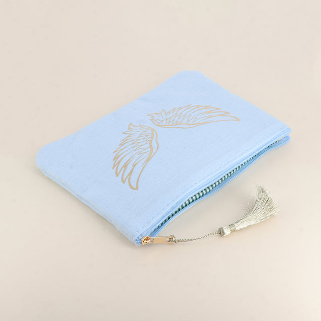 Trousse en coton - ailes d'ange pailletées - 20 x 14 cm