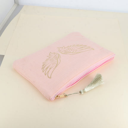 Trousse en coton - ailes d'ange pailletées - 20 x 14 cm