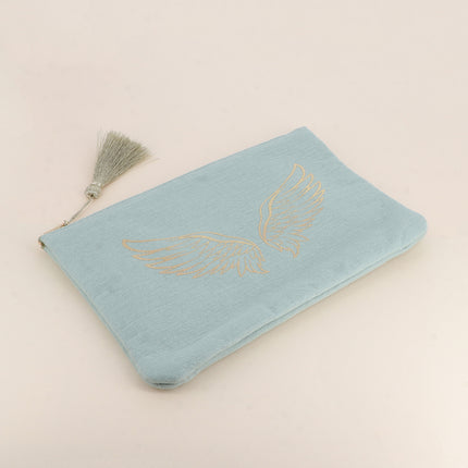 Trousse en coton - ailes d'ange pailletées - 20 x 14 cm