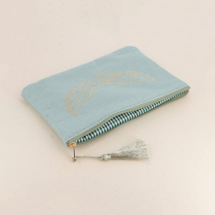 Trousse en coton - ailes d'ange pailletées - 20 x 14 cm