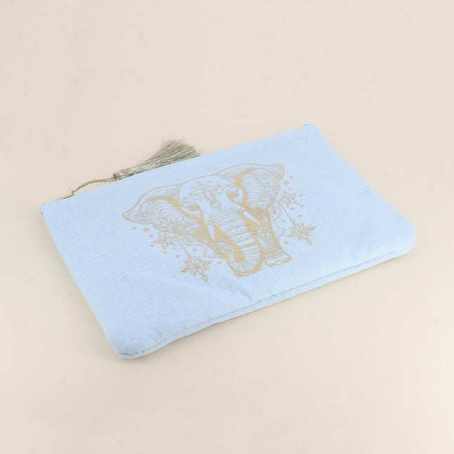 Trousse en coton - éléphant style mandala - 20 x 14 cm