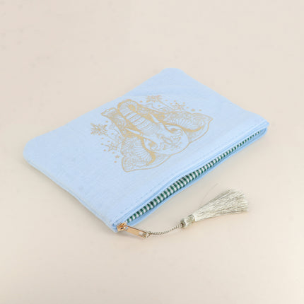 Trousse en coton - éléphant style mandala - 20 x 14 cm