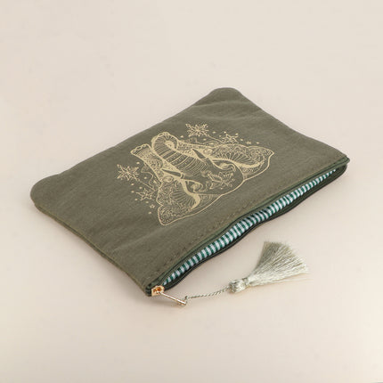 Trousse en coton - éléphant style mandala - 20 x 14 cm