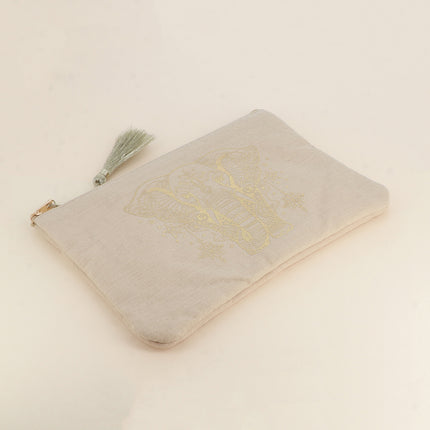 Trousse en coton - éléphant style mandala - 20 x 14 cm
