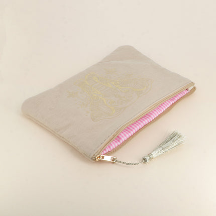 Trousse en coton - éléphant style mandala - 20 x 14 cm
