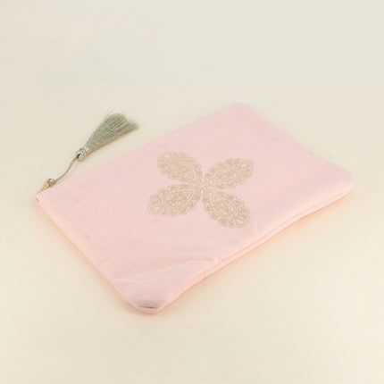 Trousse en coton - croix florale - 20 x 14 cm