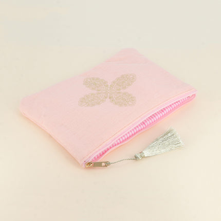 Trousse en coton - croix florale - 20 x 14 cm
