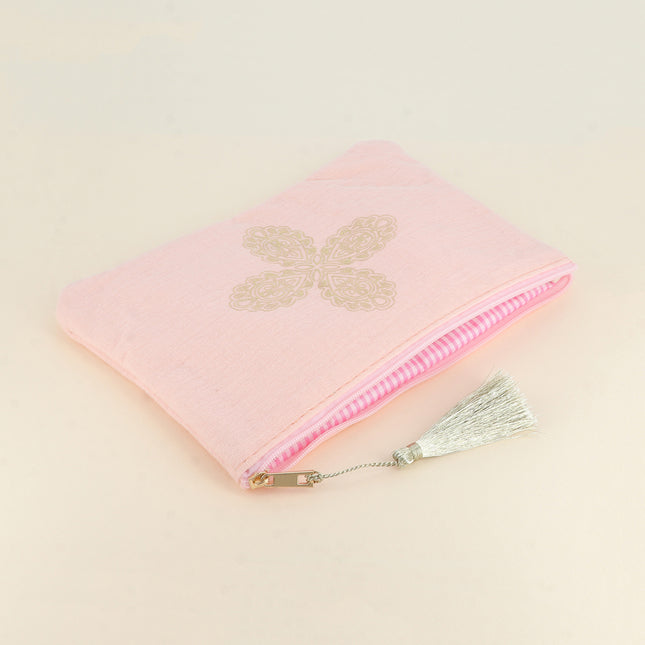 Trousse en coton - croix florale - 20 x 14 cm
