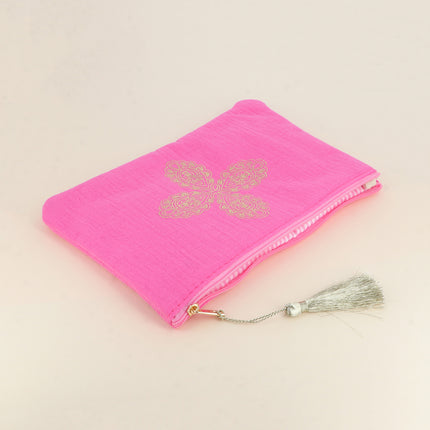 Trousse en coton - croix florale - 20 x 14 cm