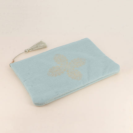 Trousse en coton - croix florale - 20 x 14 cm