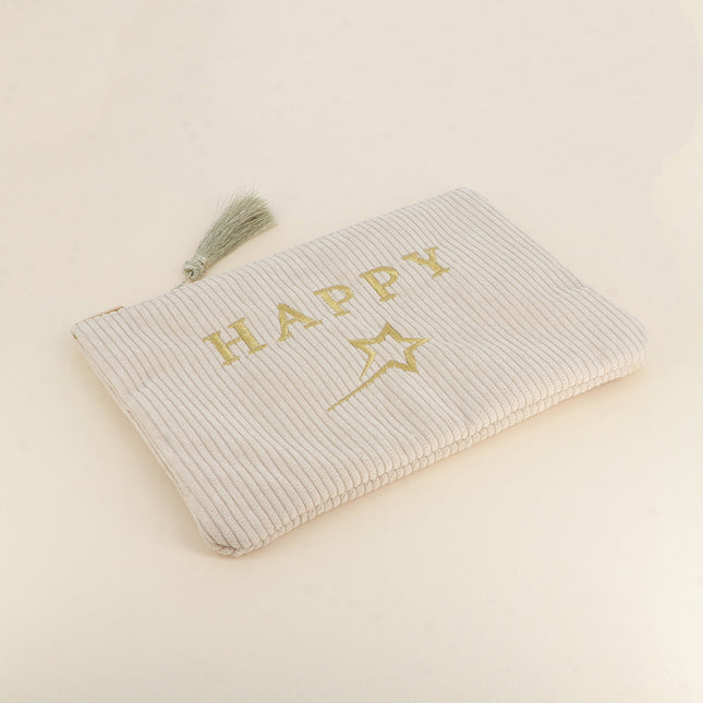 Trousse - HAPPY & étoile filante - velours côtelé - 20 x 14 cm