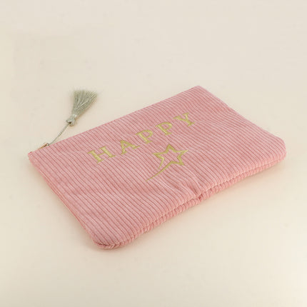 Trousse - HAPPY & étoile filante - velours côtelé - 20 x 14 cm