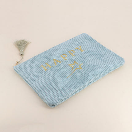 Trousse - HAPPY & étoile filante - velours côtelé - 20 x 14 cm