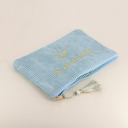 Trousse - HAPPY & étoile filante - velours côtelé - 20 x 14 cm