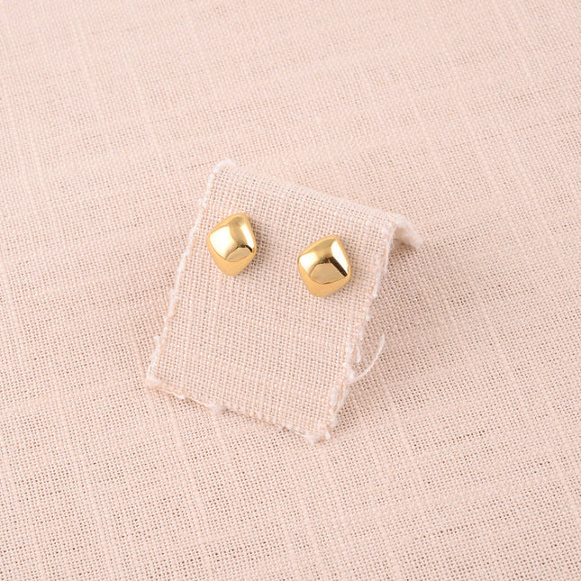 Stud earrings - domed diamond shape 12x15mm