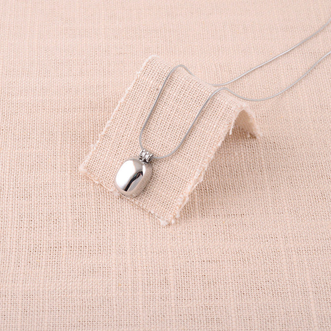 Necklace - snake chain and domed rectangular pendant