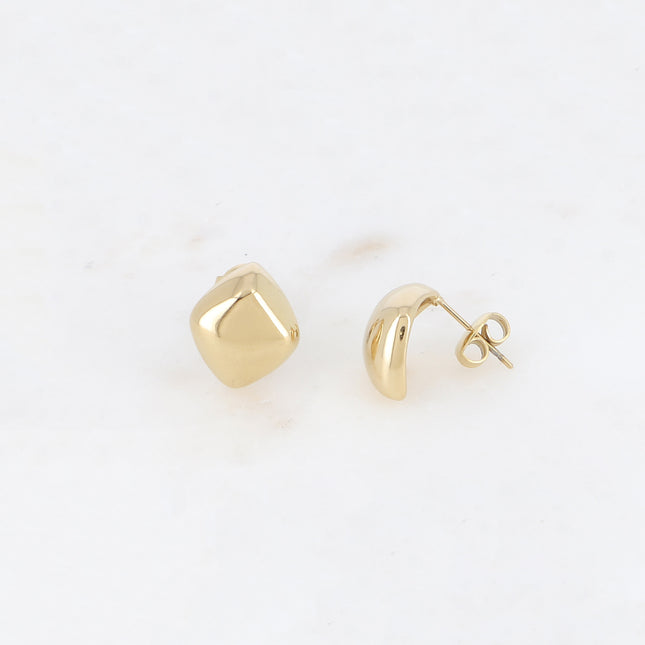 Stud earrings - domed diamond shape 12x15mm