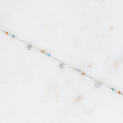 Bracelet Eurydia - maille fine avec pampilles rondes et petites pierres naturelles