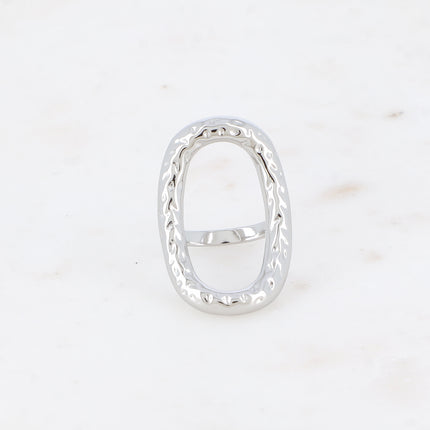 Bague - grand ovale ajouré et texturé 32mm