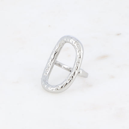 Bague - grand ovale ajouré et texturé 32mm