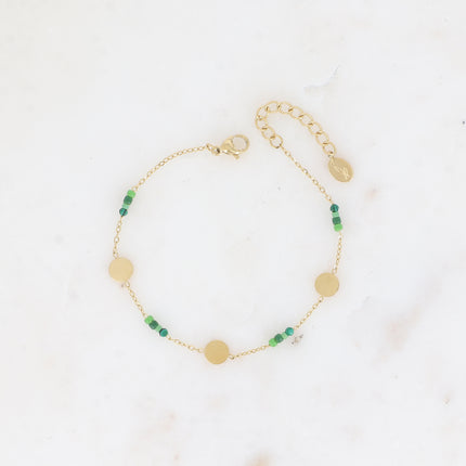 Bracelet Ysao - pampilles rondes, rocailles et pierres naturelles