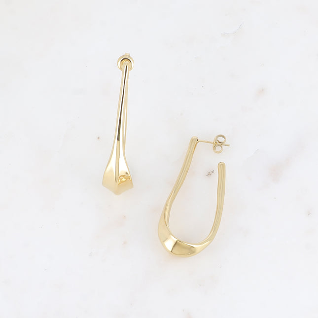Creole earrings - wavy drop ring 21 x 48mm