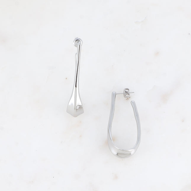 Creole earrings - wavy drop ring 21 x 48mm