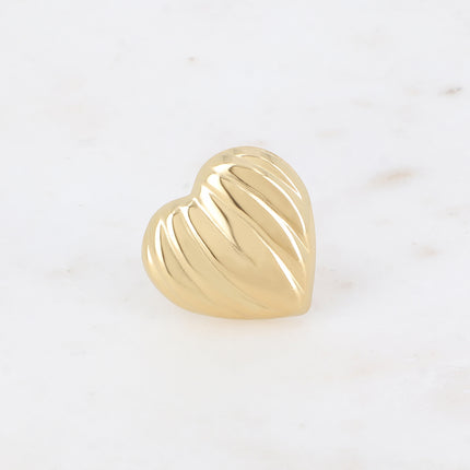 Bague Nahia - grand coeur strié 25mm