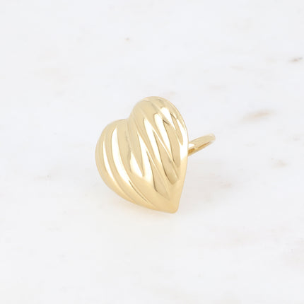 Bague Nahia - grand coeur strié 25mm