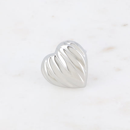 Bague Nahia - grand coeur strié 25mm