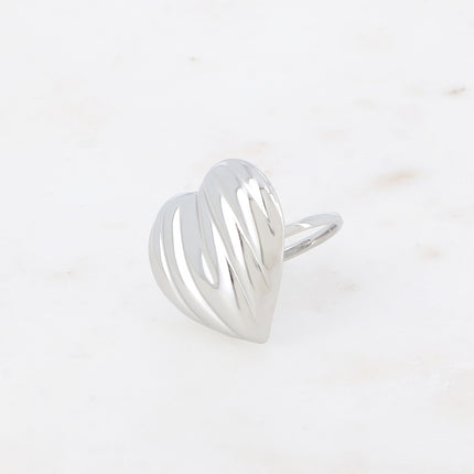 Bague Nahia - grand coeur strié 25mm