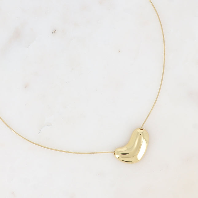 Necklace - snake chain with curved and hollow pendant