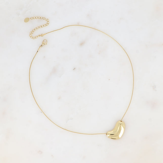 Necklace - snake chain with curved and hollow pendant