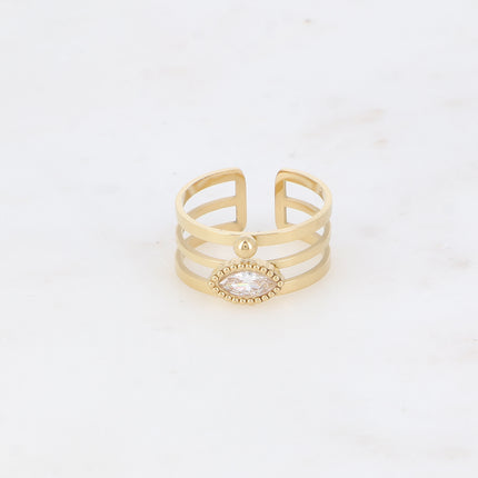Bague - 3 anneaux, boules et cristal oeil