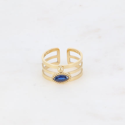 Bague - 3 anneaux, boules et cristal oeil