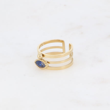 Bague - 3 anneaux, boules et cristal oeil