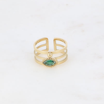Bague - 3 anneaux, boules et cristal oeil
