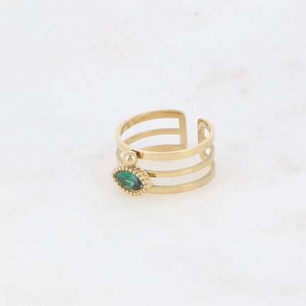 Bague - 3 anneaux, boules et cristal oeil
