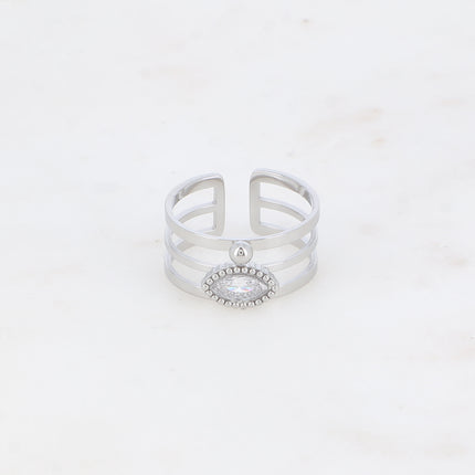 Bague - 3 anneaux, boules et cristal oeil