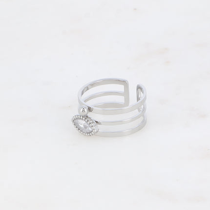Bague - 3 anneaux, boules et cristal oeil