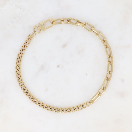 Collier - maille aux anneaux ovales épais et gourmette, fermoir à ressort