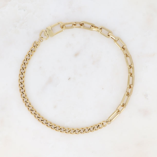 Necklace - chain with thick oval links and a curb chain, spring clasp