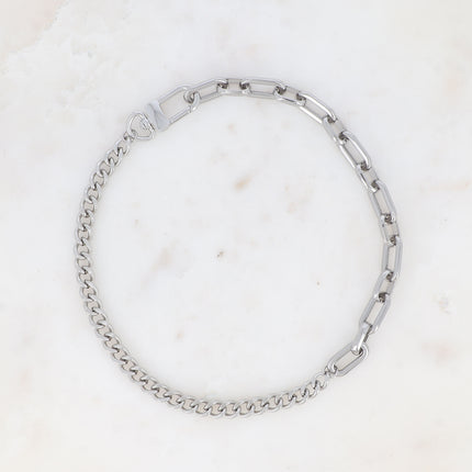 Collier - maille aux anneaux ovales épais et gourmette, fermoir à ressort