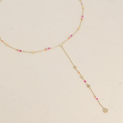 Collier Y Ysao - pampilles rondes, rocailles et pierres naturelles