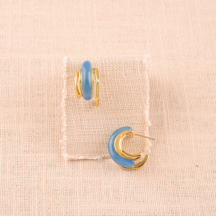 Hoop earrings - 3 rings and colored resin