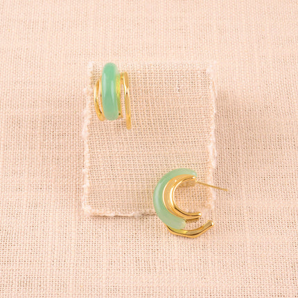 Hoop earrings - 3 rings and colored resin