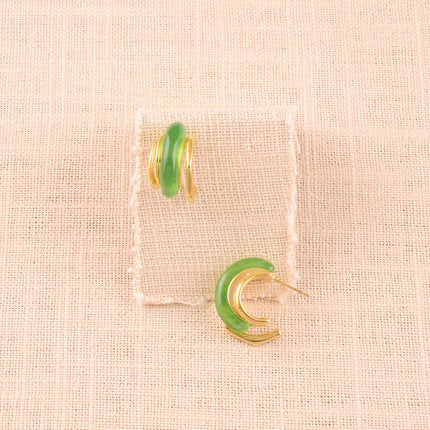 Hoop earrings - 3 rings and colored resin