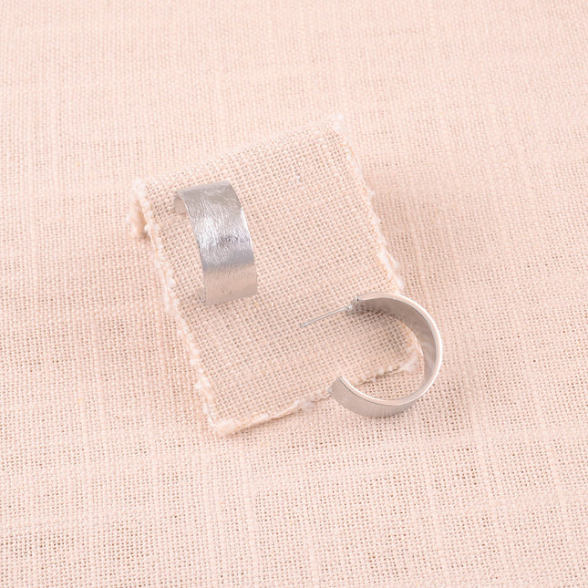 Hoop earrings - matte brushed, flat and wide 22mm