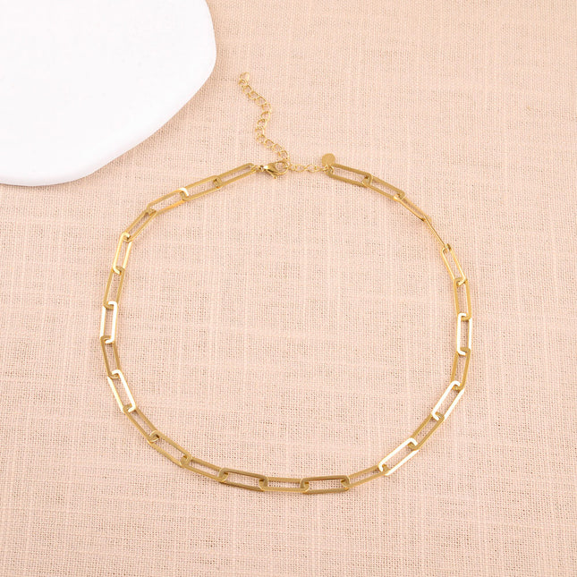 Collier Gaia - maille aux anneaux rectangulaires